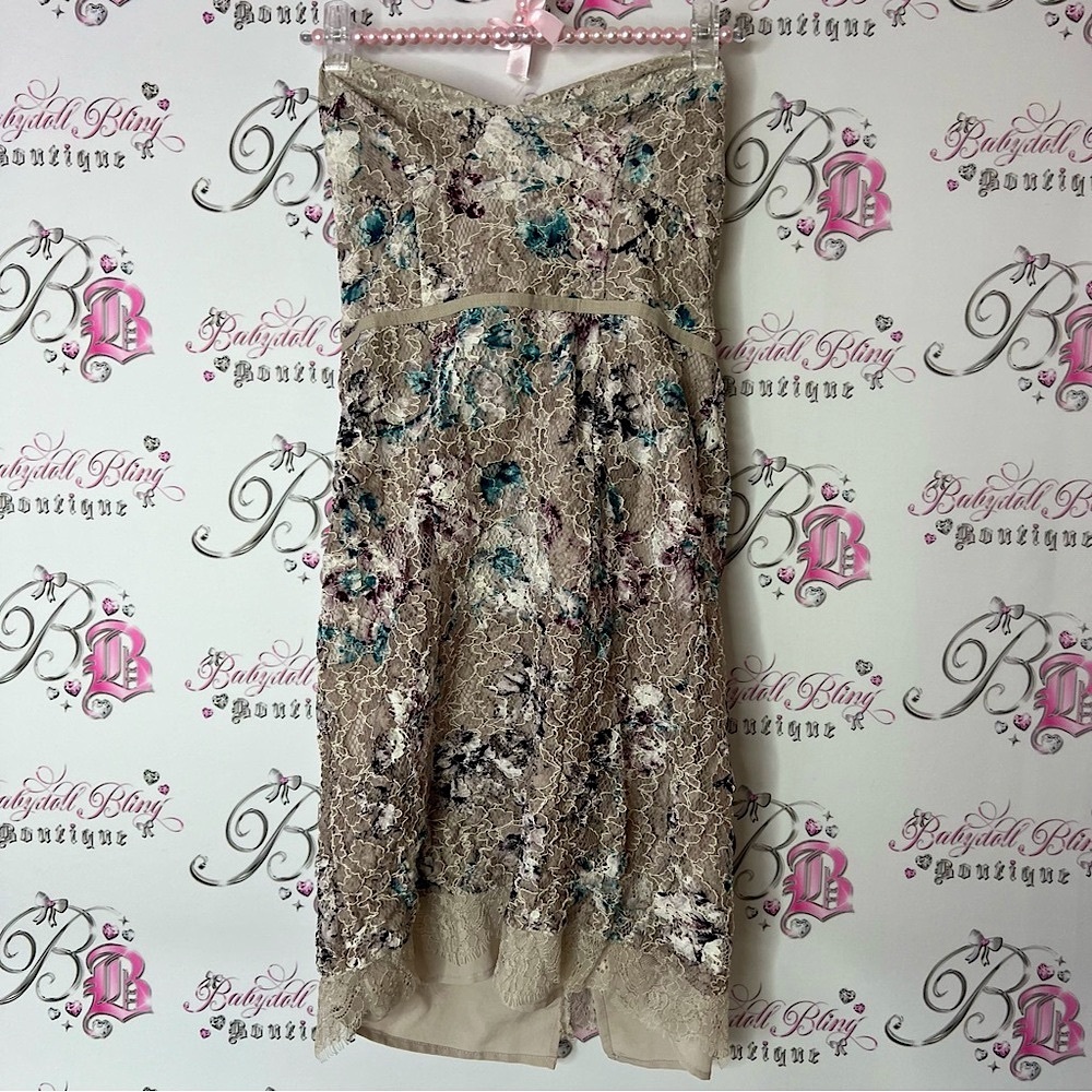 Victoria's Secret dress Lacie blue purple Floral Lace Cream Teal white mini